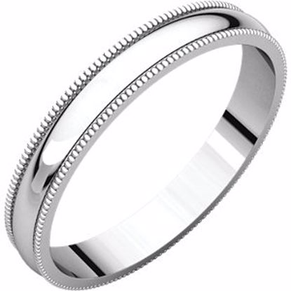 MGL6.5:151413:P 14kt White 3mm Light Milgrain Band