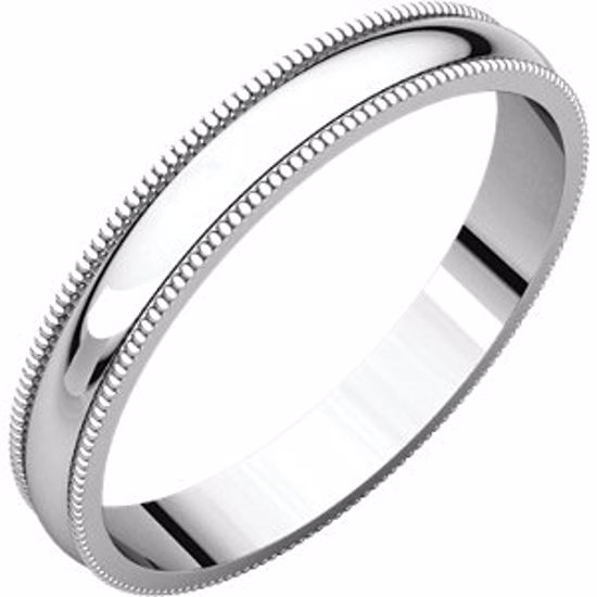 MGL6.5:151413:P 14kt White 3mm Light Milgrain Band