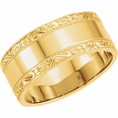 50094:180182:P 14kt Yellow 8.5mm Hand Engraved Band Size 7