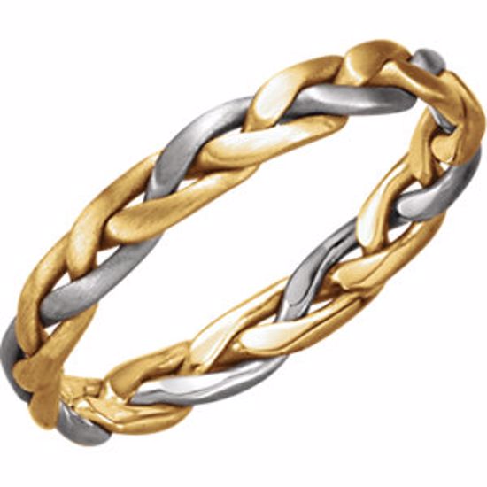 50128:216698:P 14kt Yellow & White 3.5mm Hand-Woven Band Size 6