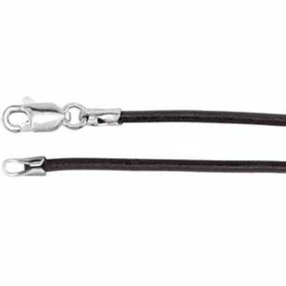 CH340:224380:P Sterling Silver 1.5mm Black Rubber Cord 18" Necklace