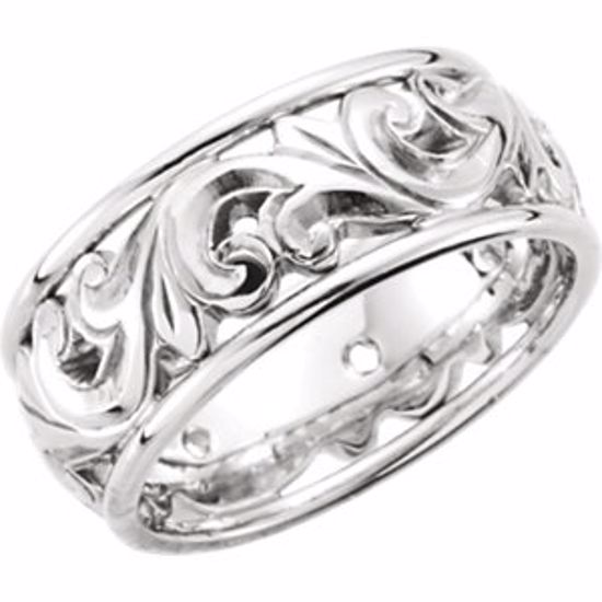 50373:271338:P 14kt White Hand Engraved Band Size 5.5