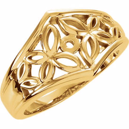 50291:276740:P 10kt Yellow Floral Solitaire Engagement Ring Base