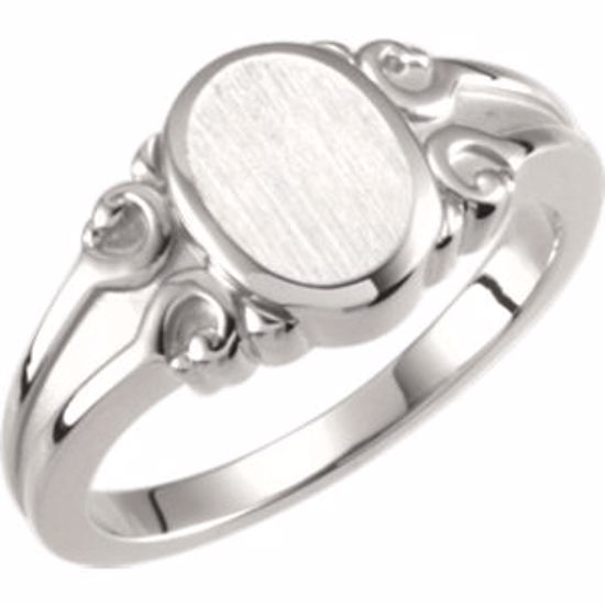 50457:294812:P 14kt White Oval Signet Ring