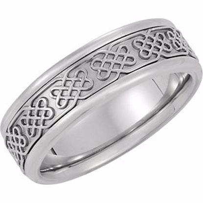50385:288829:P 14kt White Celtic Design Wedding Band Size 5.5