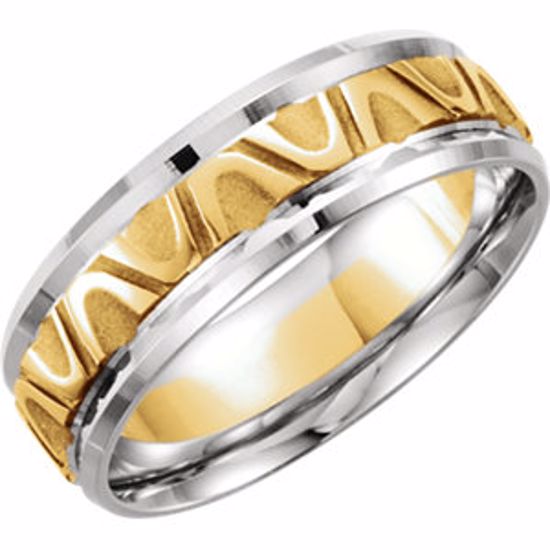 50477:288527:P 14kt Yellow & White 7mm Design Band Size 10