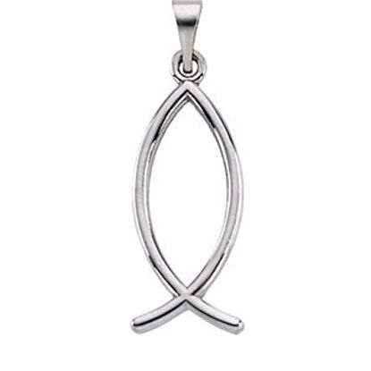 R16994:205529:P 10kt White 22x9mm Ichthus (Fish) Pendant