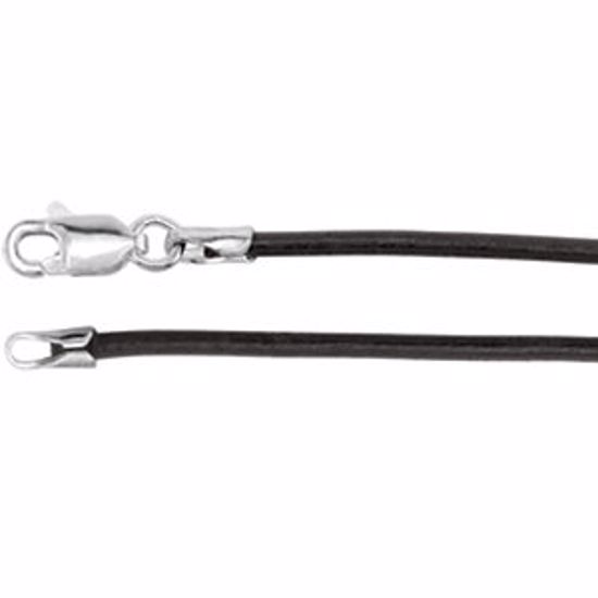 CH340:224381:P Sterling Silver 1.5mm Black Rubber Cord 20" Necklace