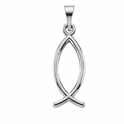 R16994:167198:P 10kt White 19x7.5mm Ichthus (Fish) Pendant