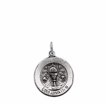 R16368:66826:P Sterling Silver 14.75mm Round Confirmation Pendant Medal