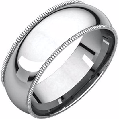 MGR12.5:166435:P 14kt White 7mm Milgrain Comfort Fit Band