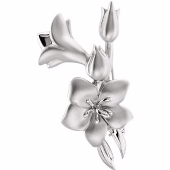 82164:100002:P 14kt White Flower Design Brooch