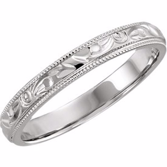 50071:180870:P 14kt White 3mm Hand-Engraved Band Size 5.75