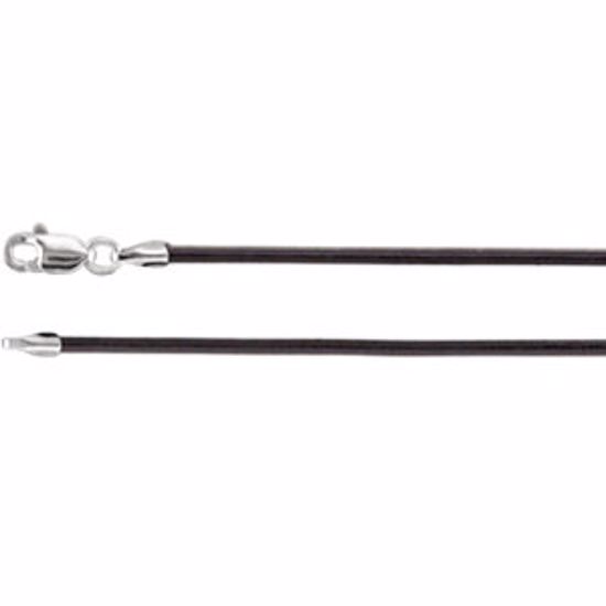 CH613:298517:P Sterling Silver 1.5mm Black Leather 20" Cord