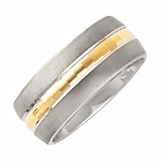 50238:255010:P 14kt White & Yellow 8mm Design Band Size 13.5
