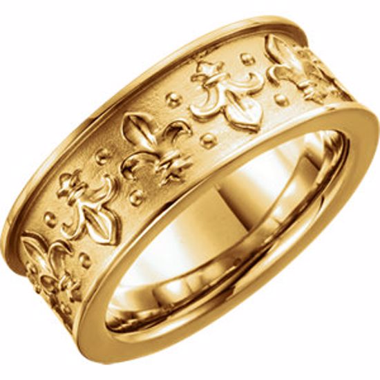 50398:100008:P 10kt Yellow 7.75mm Fleur-de-lis Band Size 5