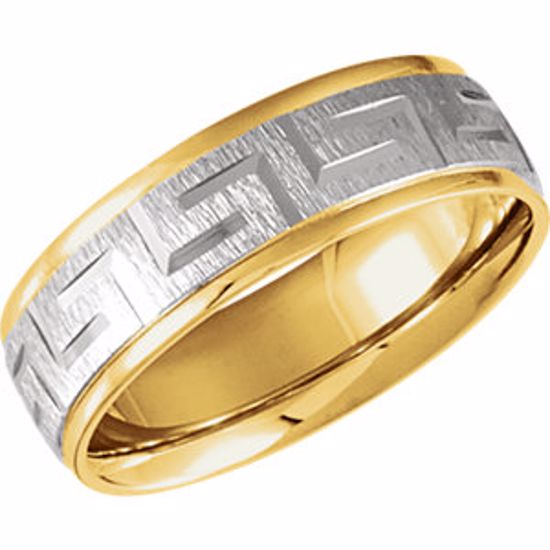 5967:156936:P 14kt Yellow & 14kt White 7mm Two-Tone Comfort Fit Design Band Size 15