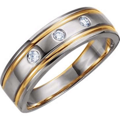 63896:100509:P 14kt White &n Yellow 1/6 CTW Diamond Band Size 11