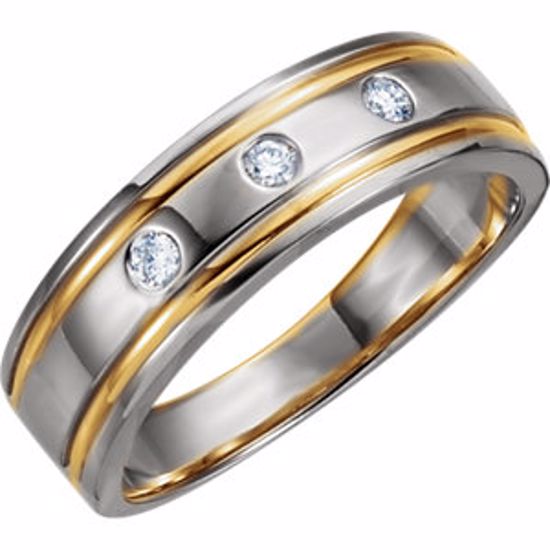 63896:100509:P 14kt White &n Yellow 1/6 CTW Diamond Band Size 11