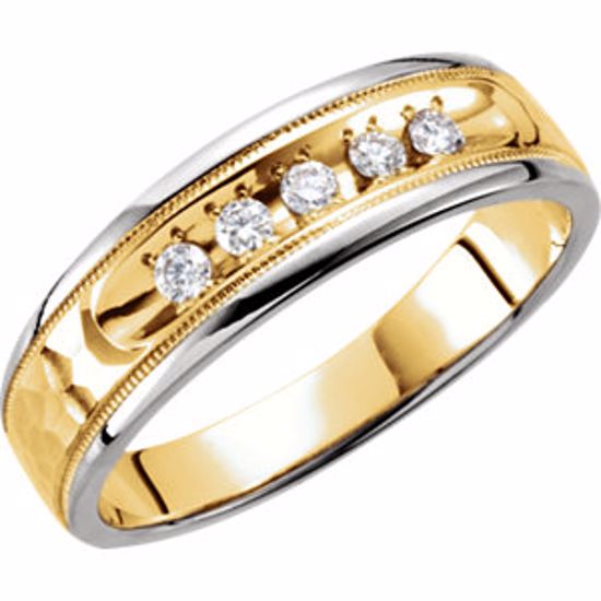 63898:100519:P 14kt Yellow & White 1/5 CTW Diamond Band Size 11