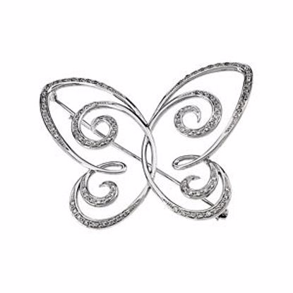 64384:100405:P 14kt White 1/2 CTW Diamond Butterfly Brooch