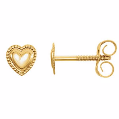 19115:1243290:P 14kt Yellow Heart Youth Earings