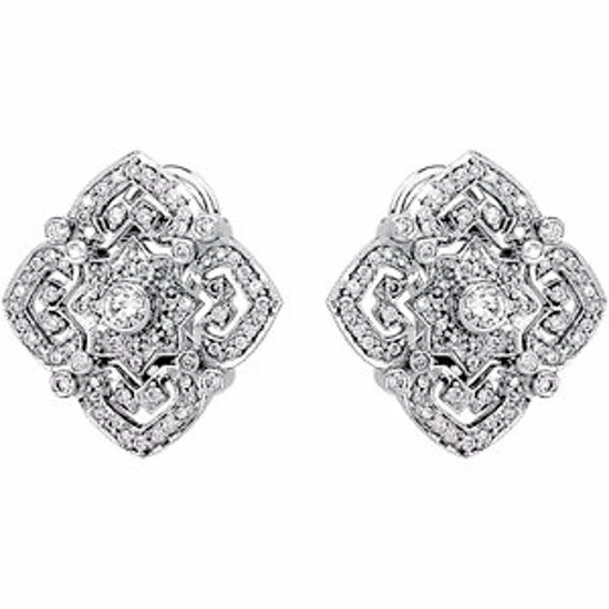 61225:2463260:P 14kt White 1 CTW Diamond Earrings