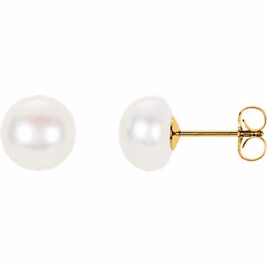 61661:2533690:P 14kt Yellow Freshwater Cultured Pearl Earrings