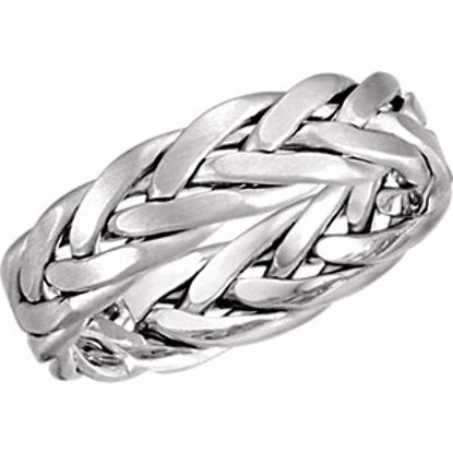 50628:10002:P 14kt White 6.5mm Hand Woven Band Size 5.50