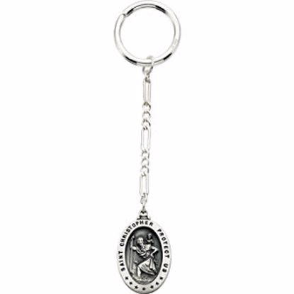 R16883KIT:165092:P Sterling Silver 29x20mm St. Christopher Key Chain