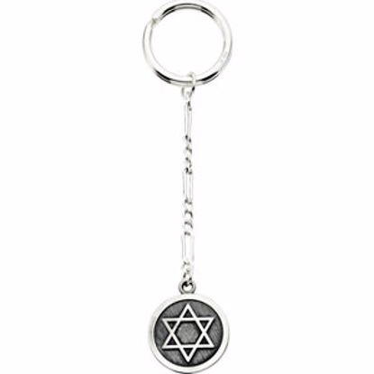 R16885KIT:165103:P Sterling Silver 23mm Star of David Key Chain with Box