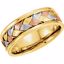 50632:100750:P 14kt Yellow, White & Rose 7.75mm Hand Woven Comfort Fit Band Size 11.5