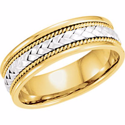 50636:40026:P 14kt White & Yellow 6.75mm Hand Woven Band Size 7.5