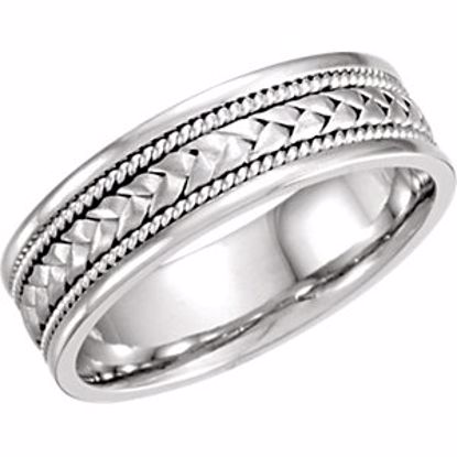 50633:100550:P 14kt White 6.75mm Handwoven Band Size 9.5