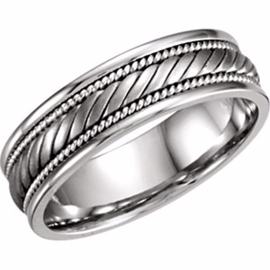 50634:100200:P 14kt White 6.75mm Hand Woven Band Size 6