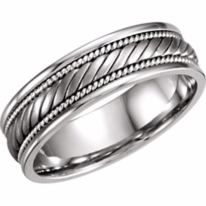 50634:100600:P 14kt White 6.75mm Hand Woven Band Size 10