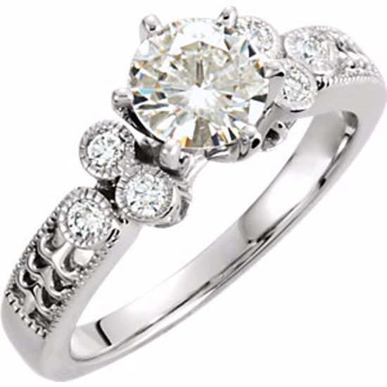 64621:279998:P Forever Classic™ Moissanite & 1/6 CTW Diamond Engagement Ring