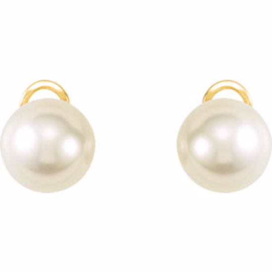 64817:100120:P 18kt Yellow 14mm Near Round South Sea Cultured Fashion Pearl Earrings