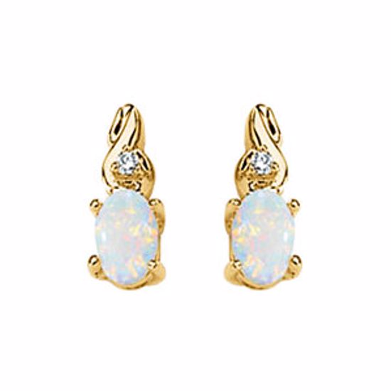 60824:2628540:P 14kt Yellow Opal & .03 CTW Diamond Earrings