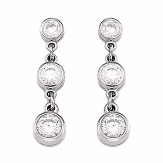 61435:2522120:P Cubic Zirconia  3-Stone Earrings