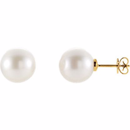 63484:2939930:P 18kt Yellow 13mm Round South Sea Pearl Earrings