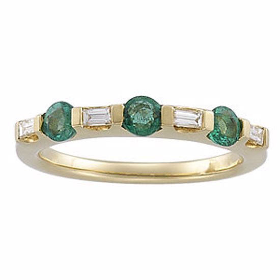 64890:60001:P 14kt Yellow 1/6 CTW Emerald & Diamond Anniversary Band
