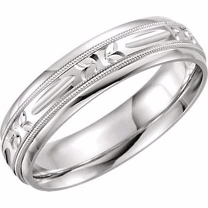 50646:100500:P 14kt White 6mm Comfort Fit Design Band Size 7