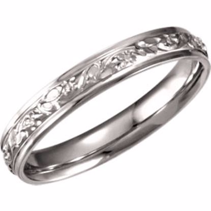 50674:60005:P 14kt White 4mm Floral Design Band Size 7