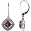 64561:100200:P 14kt White .08 CT w Diamond & Amethyst Earrings