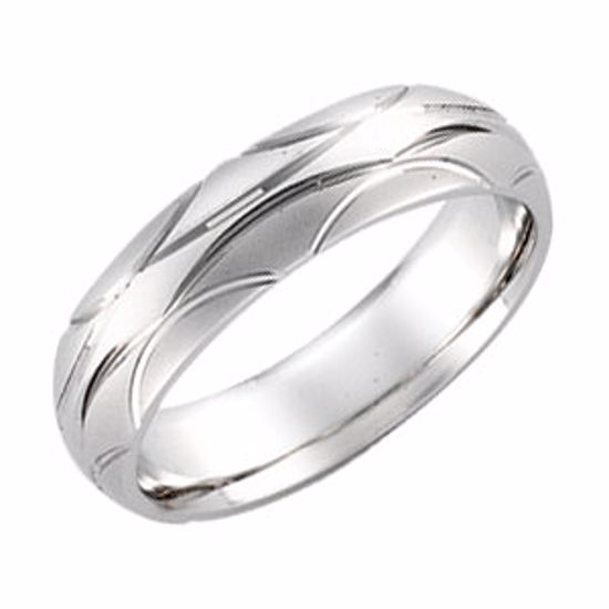 50678:5006:P 14kt White 6mm Patterned Band Size 11