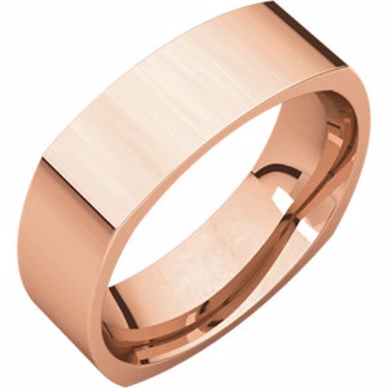SQR7:254153:P 14kt Rose 6mm Square Comfort Fit Band
