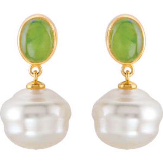 64100:600670:P Oval Nephrite Jade Dangle Earrings