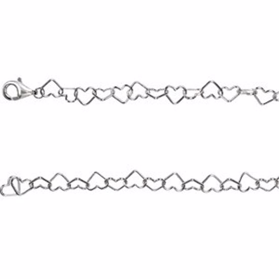 CH804:100300:P Sterling Silver 6mm Heart Link 18" Chain
