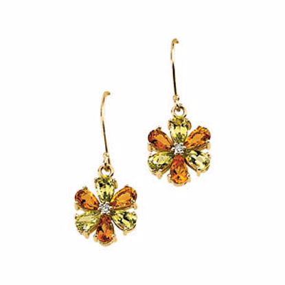 65280:100100:P Multi-Gemstone & Diamond Floral Design Earrings